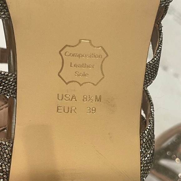 NINA Gold Sparkle Strappy Cage Zip Open-Toe Cocktail Wedding Heels - Picture 6 of 12